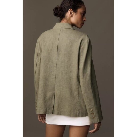 Dolan Slouchy Textured‎ Olive Green Linen Blazer Size XL - Picture 2 of 16